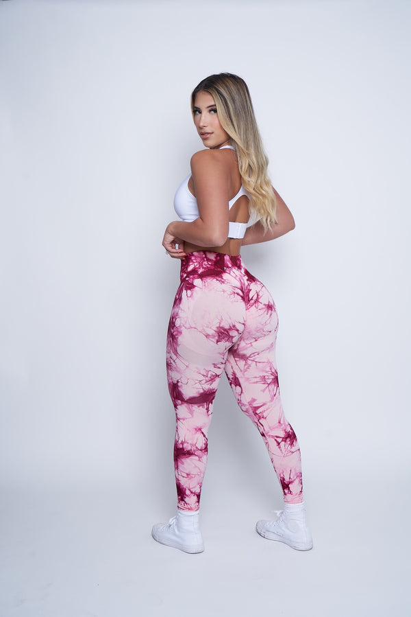 Raspberry Marble Scrunch Butt Leggings