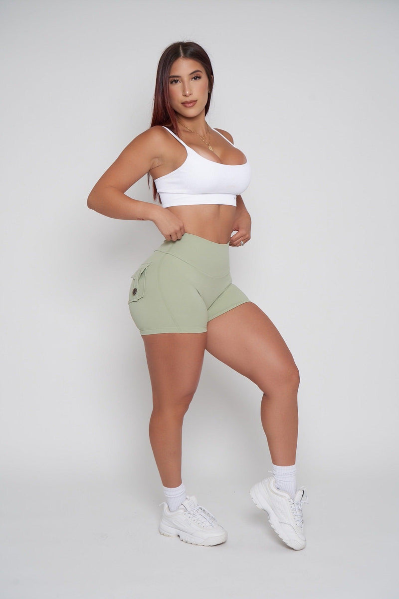 Pistachio Pocket Scrunch Butt Shorts