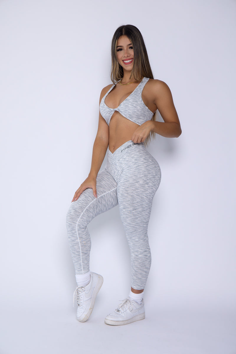 Pchee Soft White Scrunch Butt Legging Set