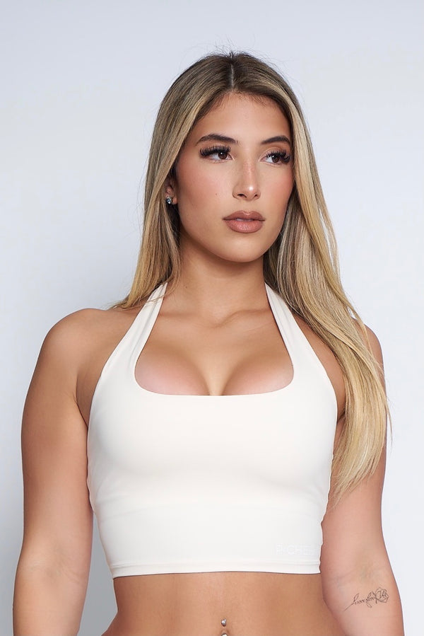 Beige Halter Crop Top