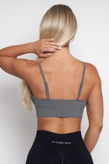 Grey Ribbed Sports Bra