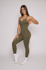 Olive Scrunch Butt Form Fitting Jumpsuit