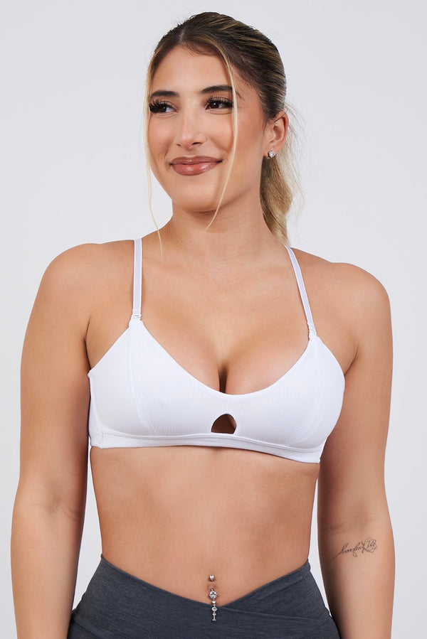 White Ribbed Bralette