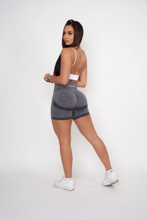 Grey Contour Scrunch Butt Biker Shorts - Pcheebum