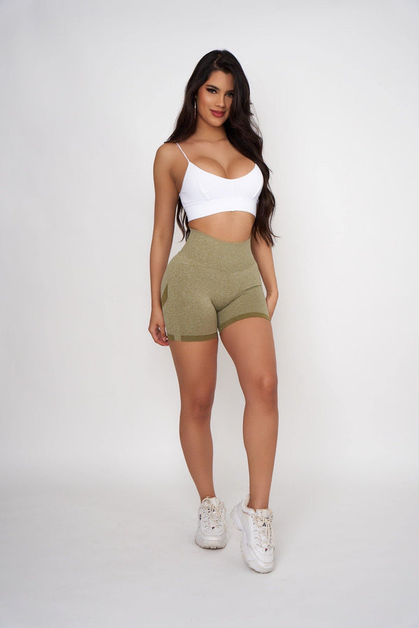 Olive Contour Scrunch Butt Biker Shorts - Pcheebum