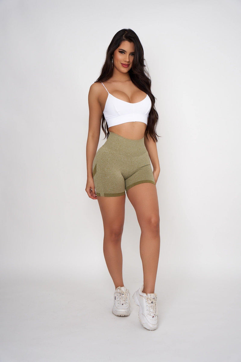 Olive Contour Scrunch Butt Biker Shorts - Pcheebum