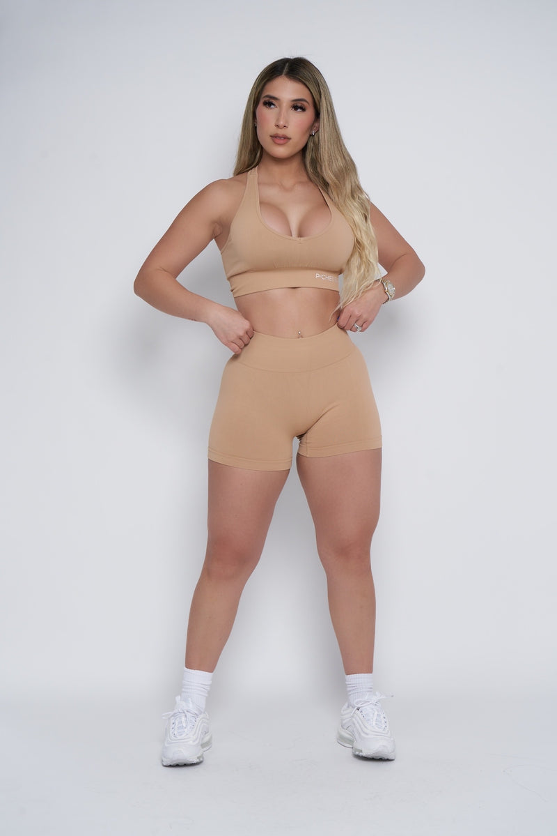 Nude Racer Back Bra and Short Set