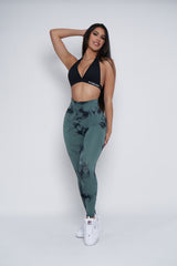 Slate Green Marble Scrunch Butt Leggings