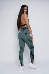 Slate Green Marble Scrunch Butt Leggings
