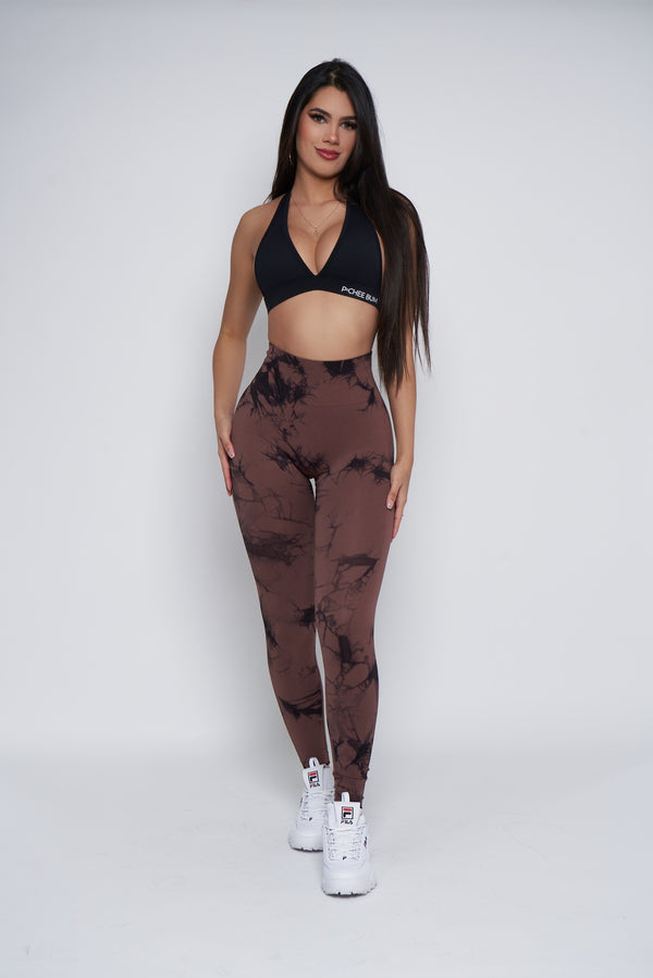 Chocolate Brown Marble Scrunch Butt Leggings