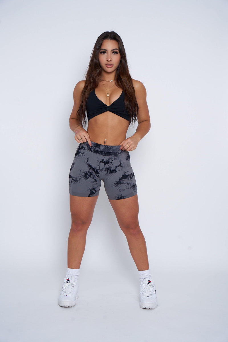 Black and Grey Marble Scrunch Butt Biker Shorts - Pcheebum