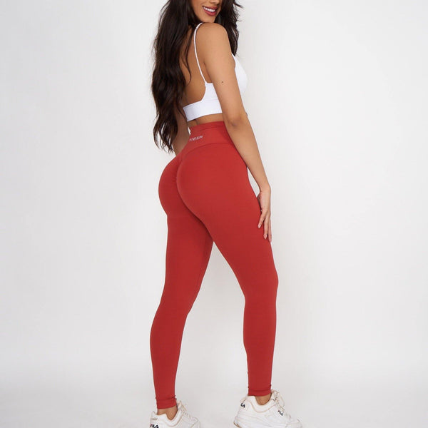 Red gym Scrunch Leggings High Waisted and Booty Enhancing - House Of Peach  ® UK