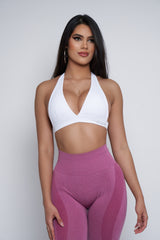 White Halter Sports Bra