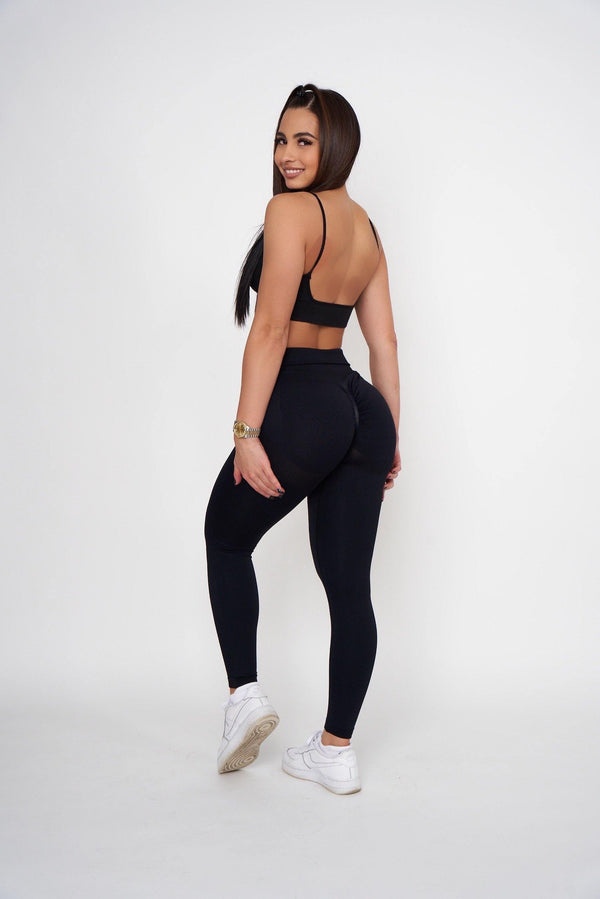 Black Contour Scrunch Butt Leggings - Pcheebum