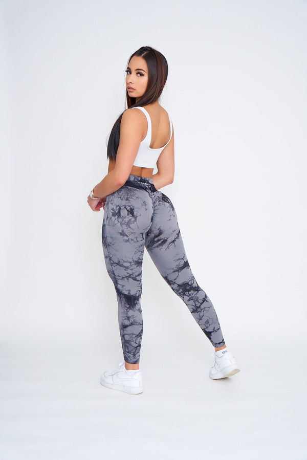 Black and Grey Marble Scrunch Butt Leggings - Pcheebum